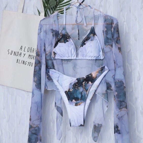 Three piece watercolor bikini - Picture 2 of 2